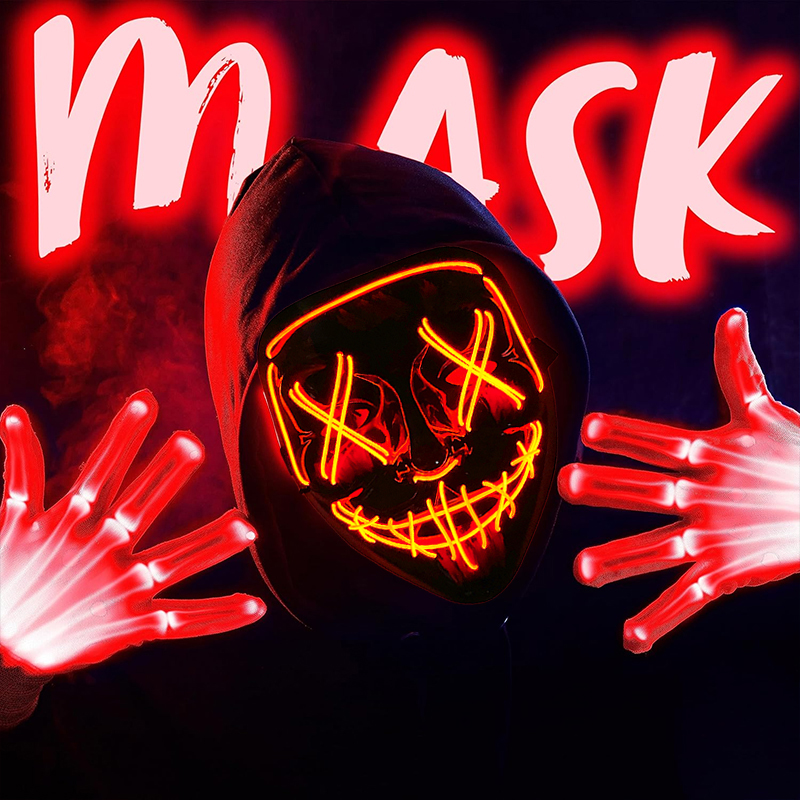 Led Purge Mask Halloween - Máscara de Festa Neon Colorida Sem